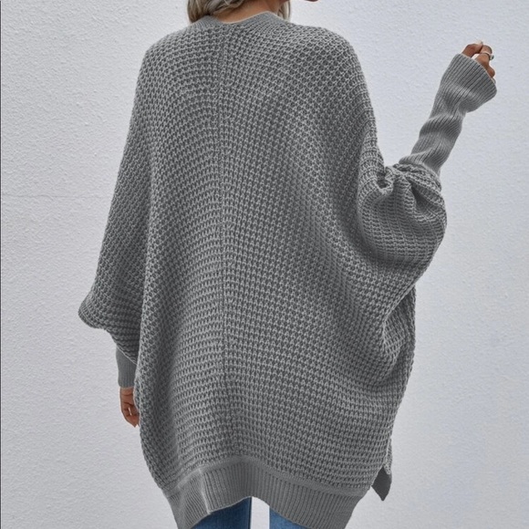 Boho knit batwing sleeve open cardigan dark green - Picture 11 of 16